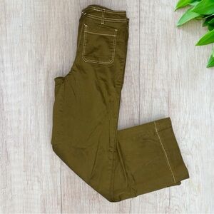 Bagatelle Collection Stitch Wide Leg Pants Cotton Spandex Olive Green Size 6